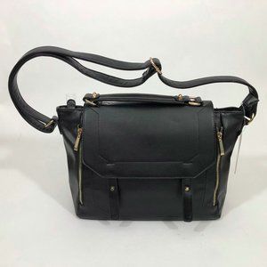 NWT Black Shoulder Saddle Bag Faux Leather Purse